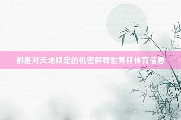 都是对天地限定的机密解释世界杯体育信息