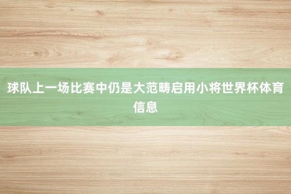 球队上一场比赛中仍是大范畴启用小将世界杯体育信息