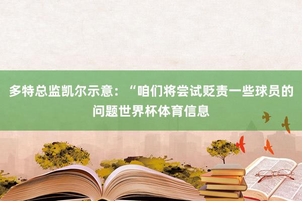 多特总监凯尔示意：“咱们将尝试贬责一些球员的问题世界杯体育信息