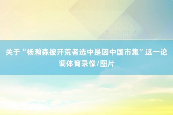 关于“杨瀚森被开荒者选中是因中国市集”这一论调体育录像/图片