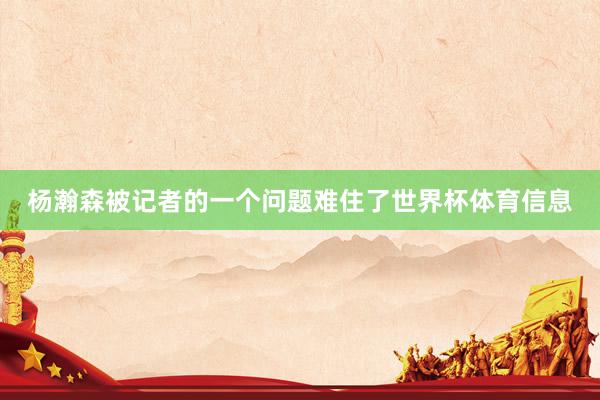 杨瀚森被记者的一个问题难住了世界杯体育信息