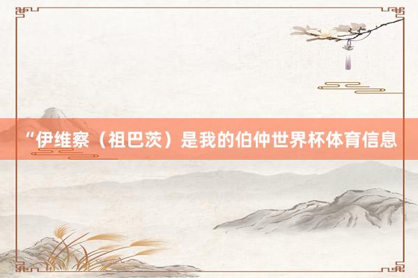 “伊维察(祖巴茨)是我的伯仲世界杯体育信息
