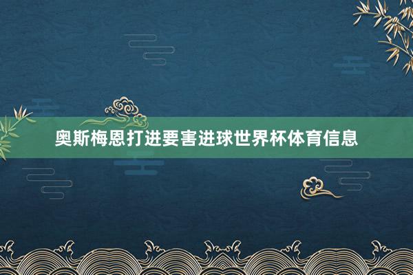 奥斯梅恩打进要害进球世界杯体育信息