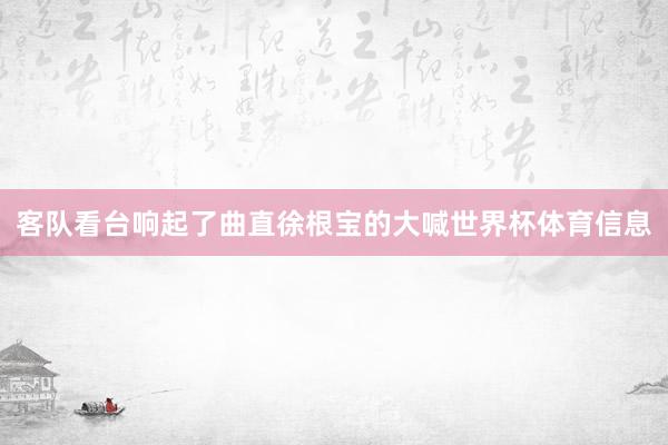 客队看台响起了曲直徐根宝的大喊世界杯体育信息