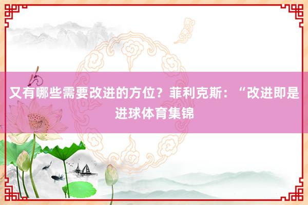 又有哪些需要改进的方位？菲利克斯：“改进即是进球体育集锦
