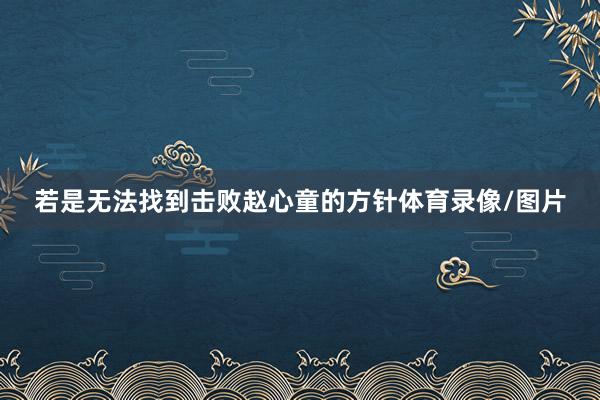 若是无法找到击败赵心童的方针体育录像/图片