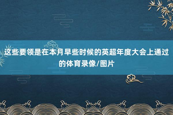 这些要领是在本月早些时候的英超年度大会上通过的体育录像/图片
